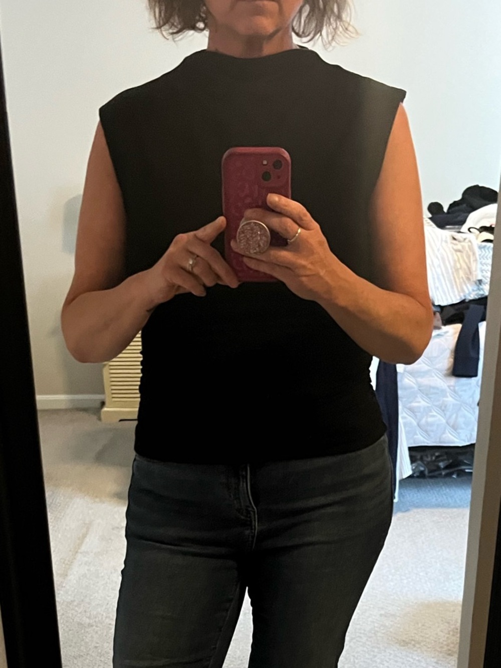 GAP Black Sleeveless double lined Mock-Neck Top